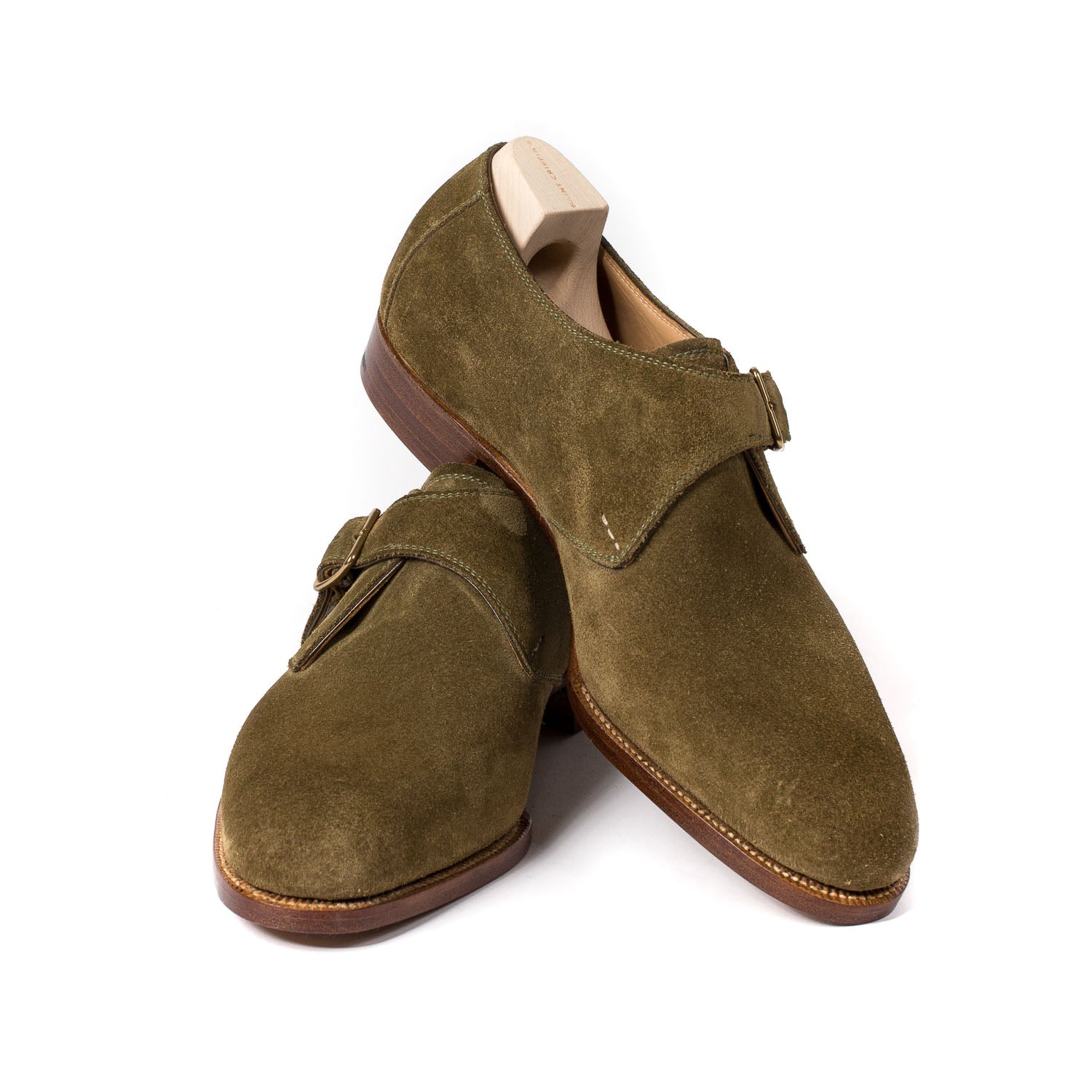 Monk "Classic Strap" aus olivgrünem Rauhleder - reine Handarbeit